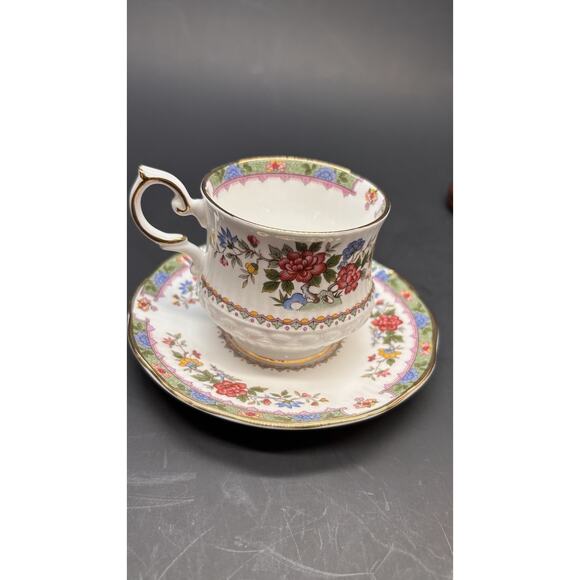 ￼Vintage Rosina Queens Bone China, Demitasse Teacup Cup Saucer Flowers Of Amaran - Picture 10 of 16